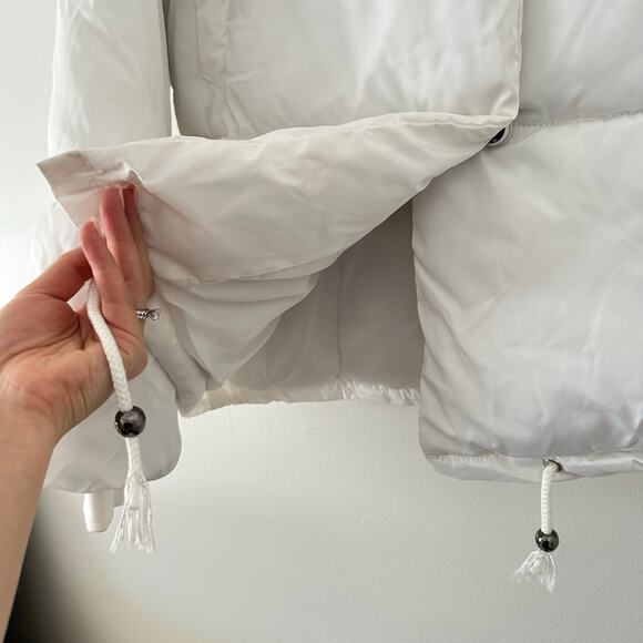 Hipchik Couture Zip Up Sequin Tongue Puffer Jacket White L - Picture 7 of 10